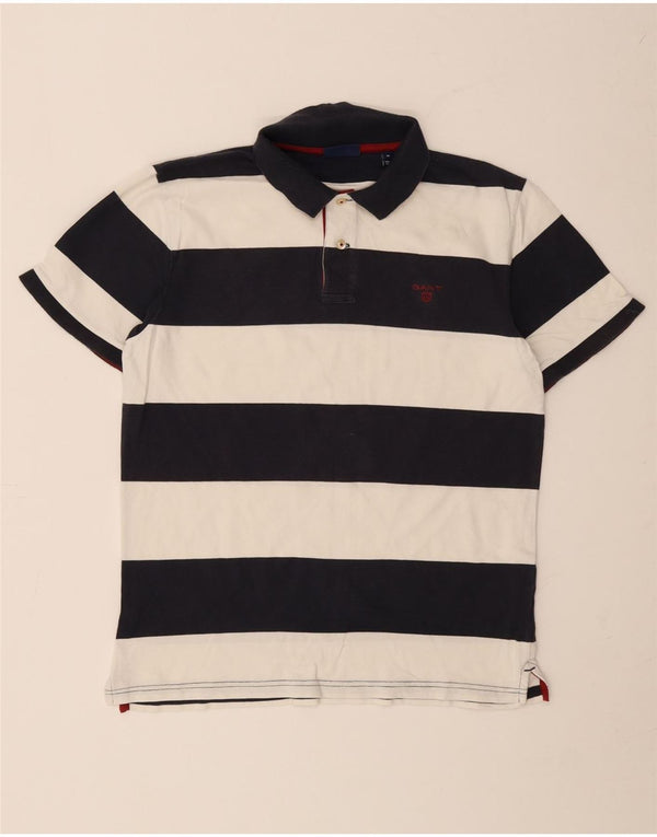 Polo da rugby da uomo Gant in cotone a righe medie blu navy