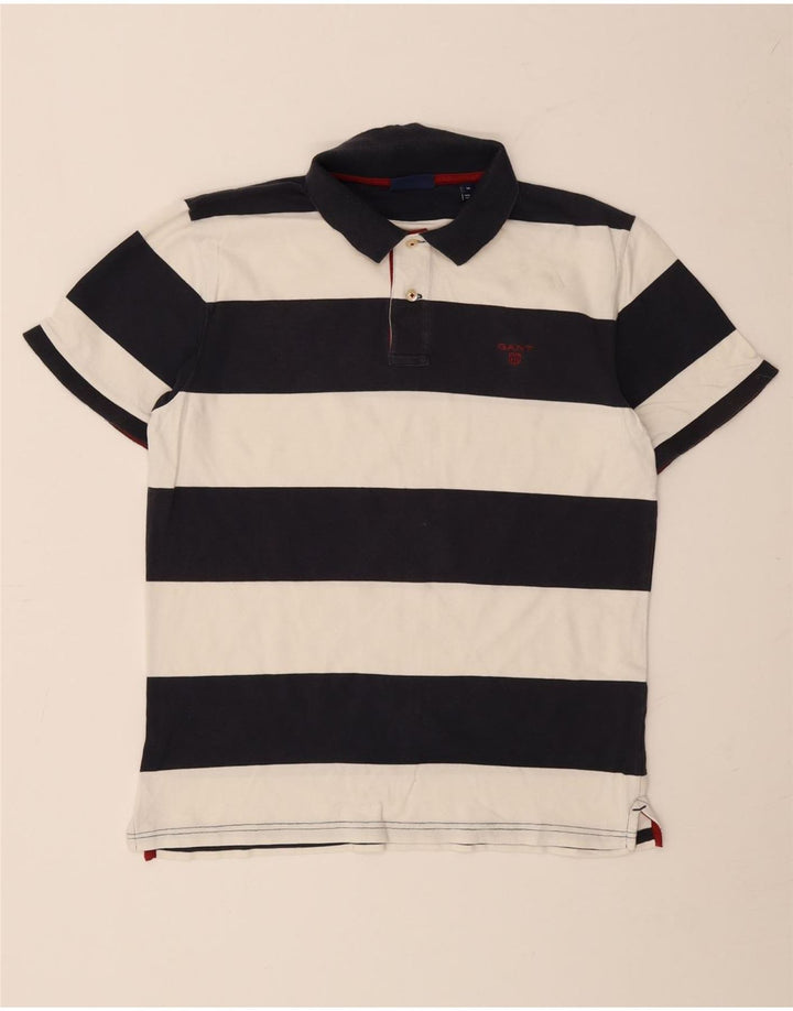 Polo da rugby da uomo Gant in cotone a righe medie blu navy