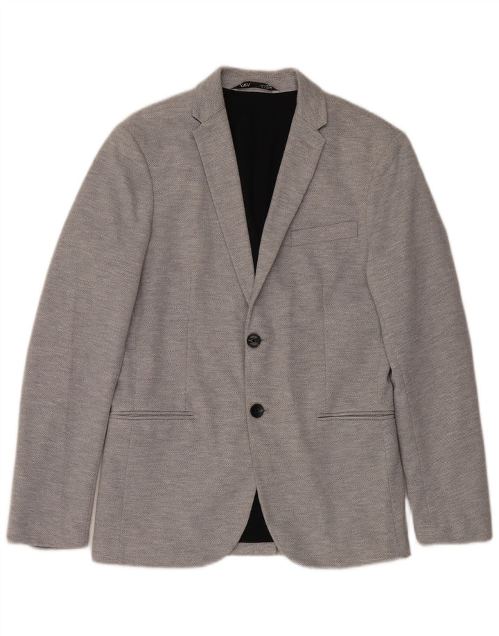 Giacca blazer da uomo a 2 bottoni Zara UK 36 piccola in poliestere grigio
