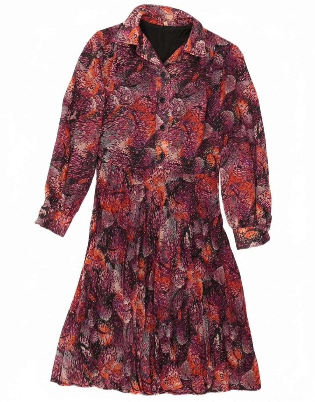 Abito chemisier vintage da donna con motivo astratto EU 40 Borgogna medio