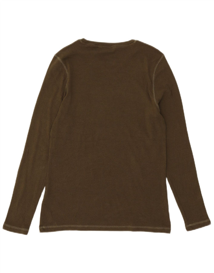 Marks & Spencer Top da donna a maniche lunghe UK 14 Large in cotone kaki