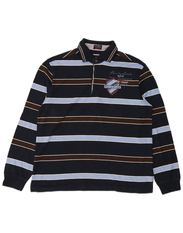 Polo a maniche lunghe grafica da uomo Paul & Shark 2XL a righe blu navy