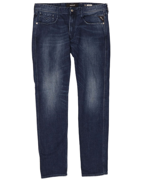 Replay Jeans Anbass Slim da Uomo W36 L36 Cotone Blu