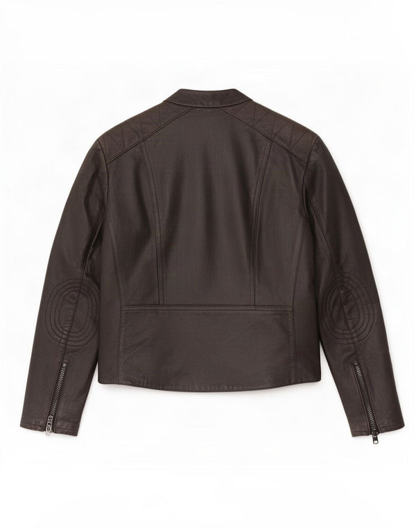 Giacca da motociclista in pelle vintage da uomo IT 50 grande nera