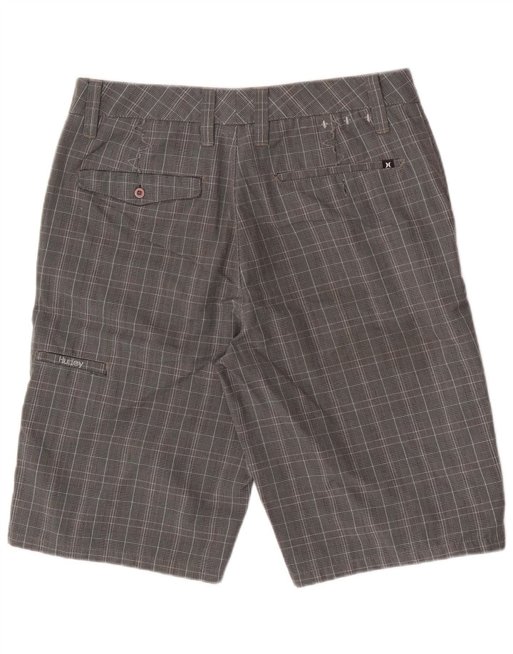 Pantaloncini cargo Hurley da uomo medi W30 in poliestere a quadri grigi