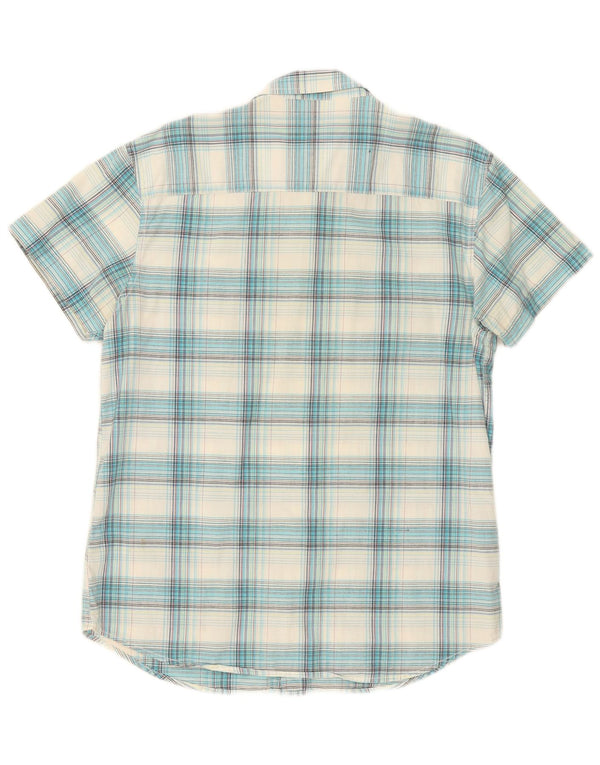 Camicia da uomo in flanella a maniche corte Wrangler XL in cotone a quadri blu