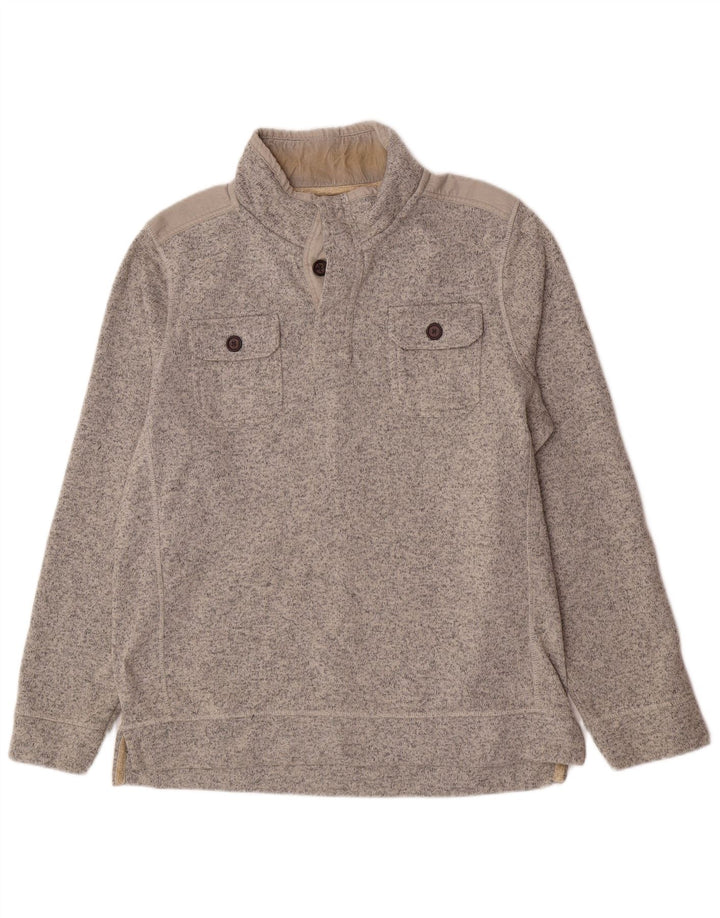 Felpa da uomo con collo abbottonato Fat Face Maglione XL Poliestere chiazzato grigio
