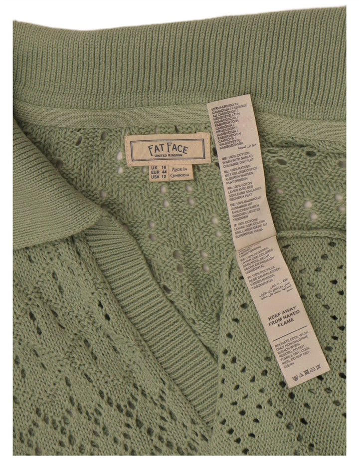 Maglione oversize da donna con collo a polo oversize Fat Face UK 16 Large Verde