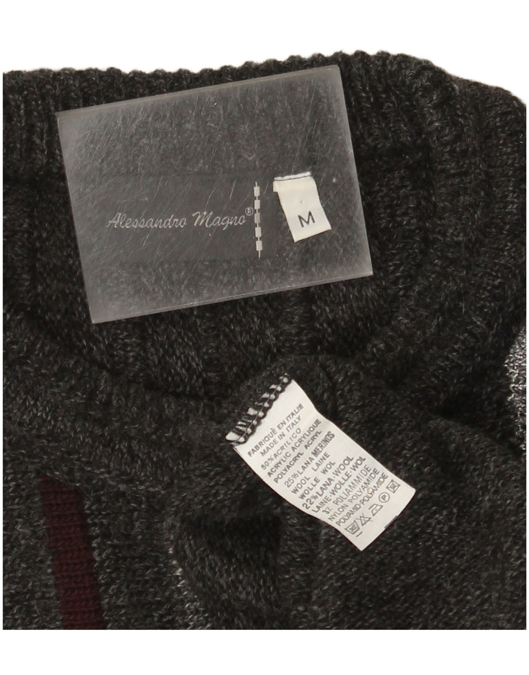 Maglione girocollo da uomo Alessandro Magno in acrilico a righe grigio medio