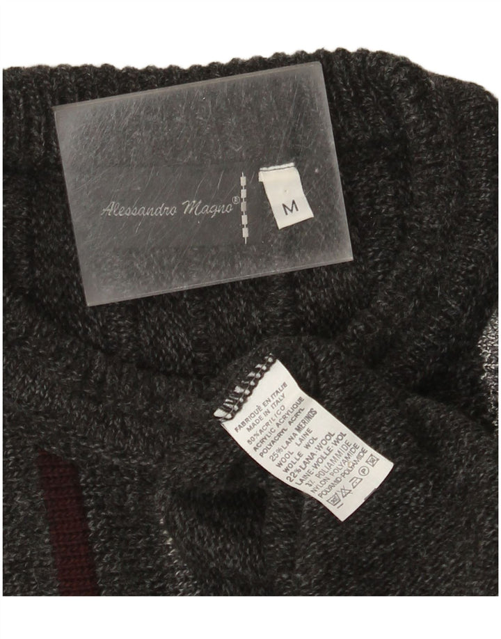 Maglione girocollo da uomo Alessandro Magno in acrilico a righe grigio medio