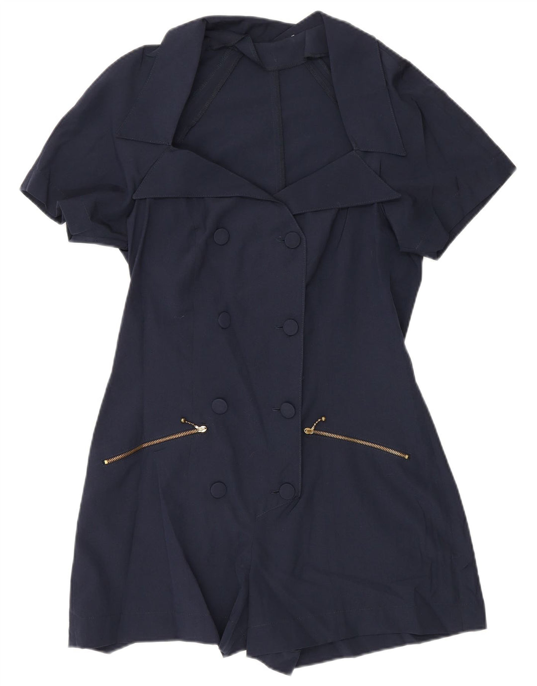 Tutina corta da donna vintage UK 12 poliestere medio blu navy