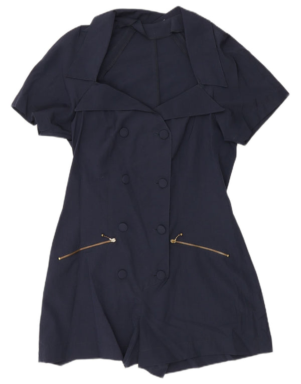 Tutina corta da donna vintage UK 12 poliestere medio blu navy