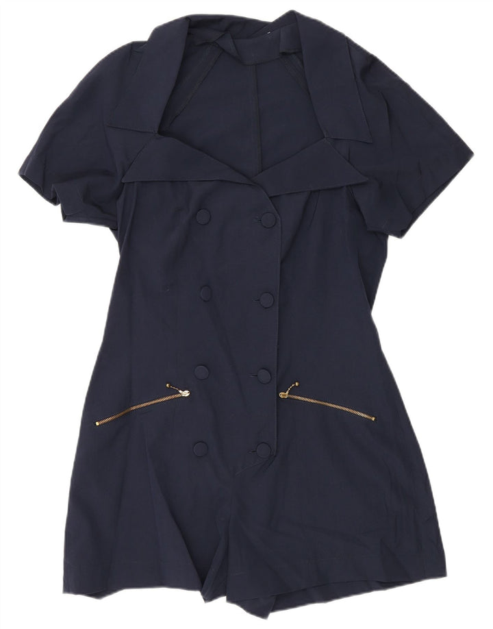 Tutina corta da donna vintage UK 12 poliestere medio blu navy