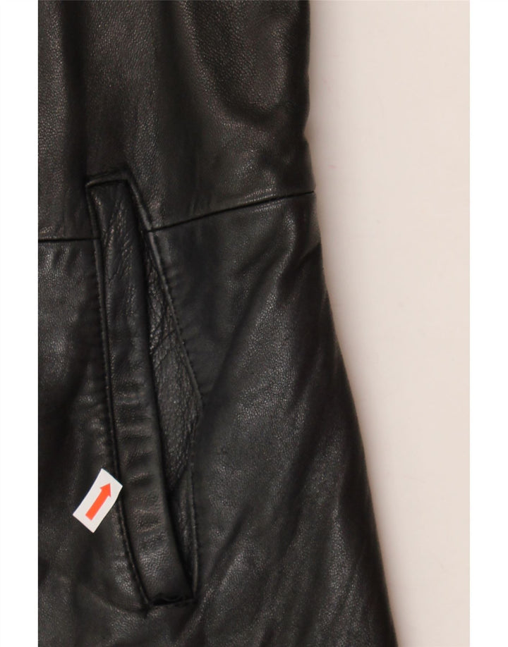 GALLERY Womens Leather Coat UK 16 Large Black Leather Vintage Gallery and Second-Hand Gallery from Messina Hembry 
