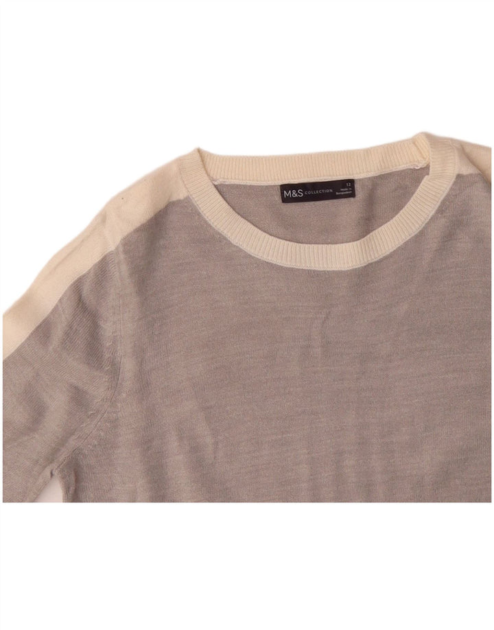 MARKS & SPENCER Maglione da donna con scollo a barca UK 12 Grigio medio