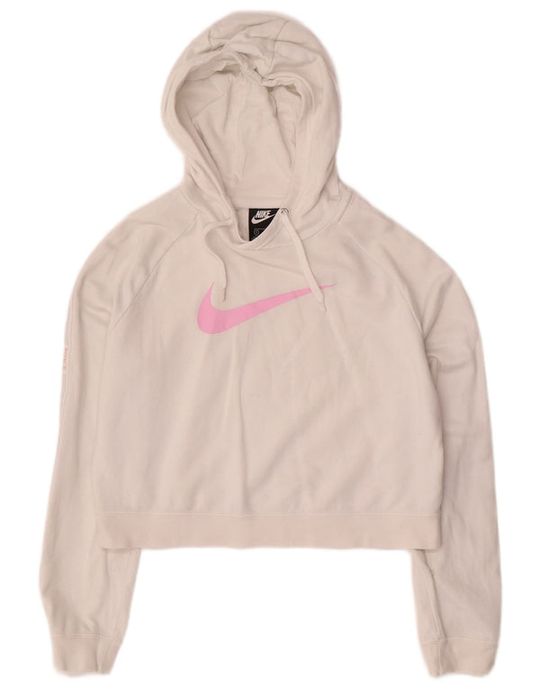 Maglione corto con cappuccio grafico oversize da donna NIKE UK 10 piccolo bianco