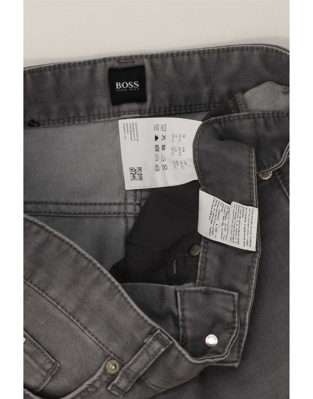 Jeans slim da uomo Hugo Boss W30 L32 cotone grigio
