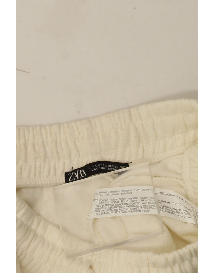 Pantaloni da tuta da donna Zara Joggers UK 8 Small Poliestere bianco sporco