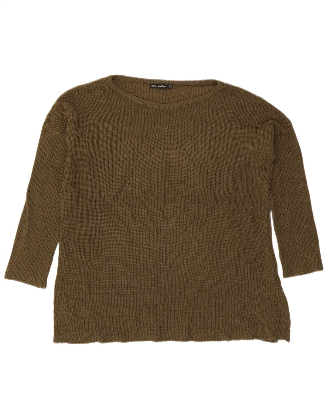 Maglione maglione con scollo a barca da donna Zara UK 14 medio cachi