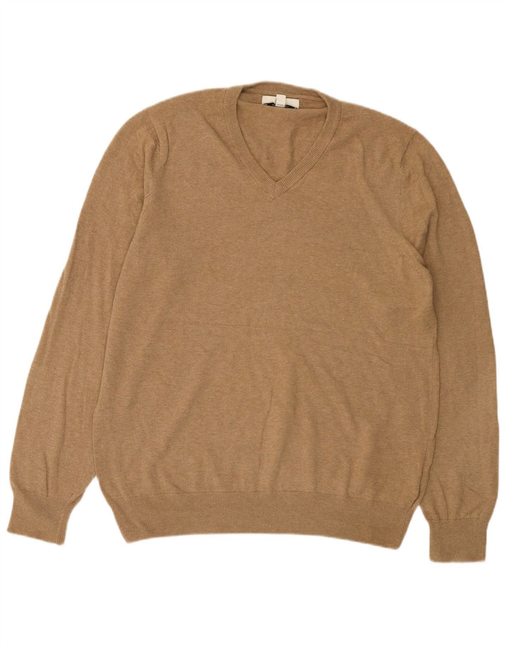 Maglione da uomo con scollo a V Marks & Spencer grande in cotone marrone