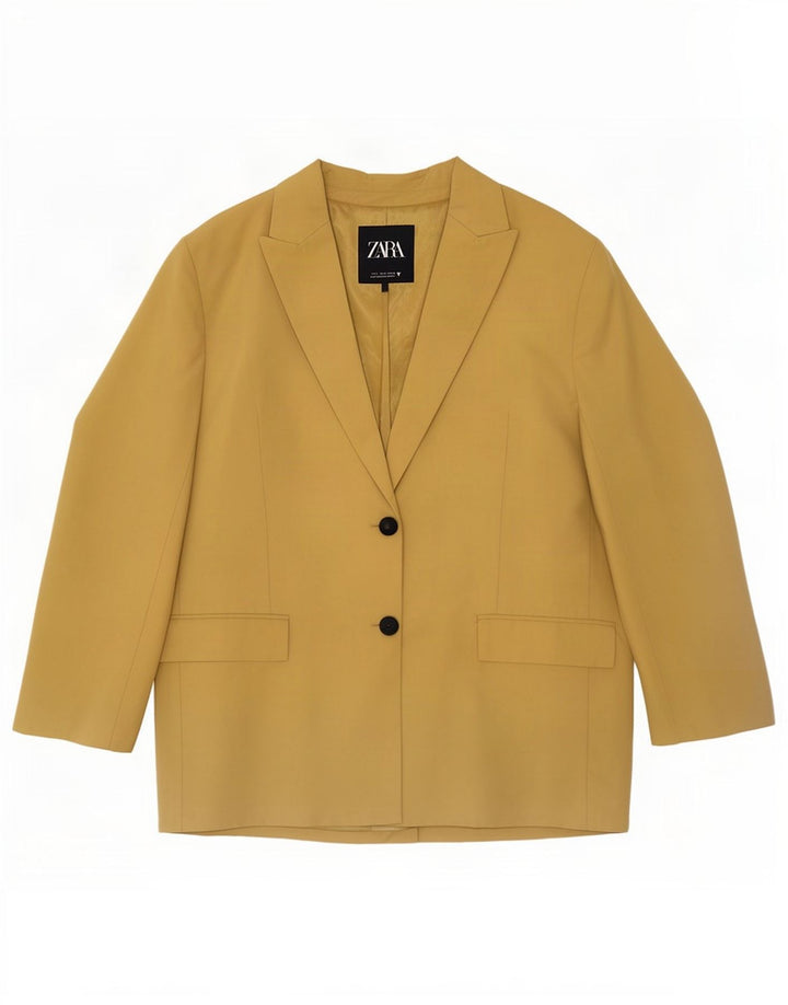 Giacca blazer a 2 bottoni da donna Zara UK 16 grande Lyocell giallo