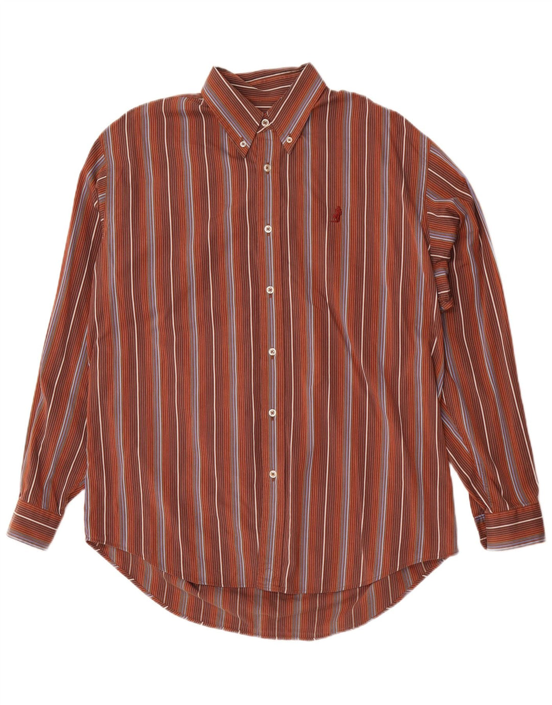 Camicia da uomo Marlboro Classics Large in cotone a righe marroni