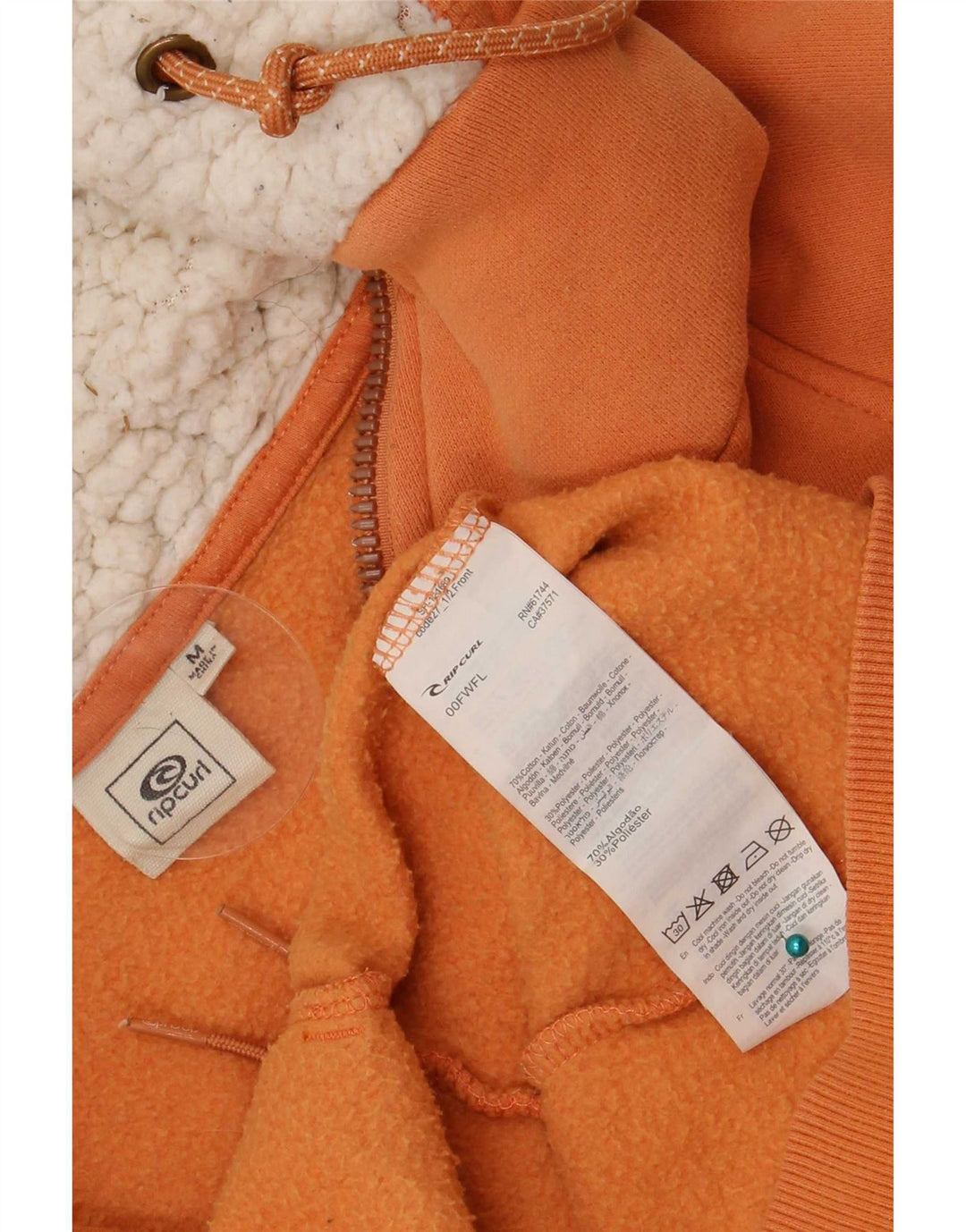 Maglione con cappuccio e zip da donna Rip Curl UK 12 Cotone arancione medio
