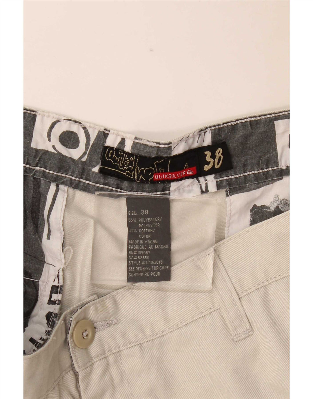 Pantaloncini casual da uomo Quiksilver W38 XL Poliestere beige