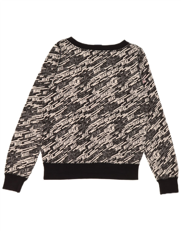 Felpa con grafica Nike da donna, maglione UK 14, cotone nero medio