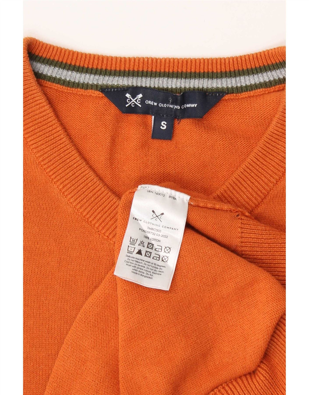 Crew Clothing Maglione da uomo con scollo a V piccolo cotone arancione