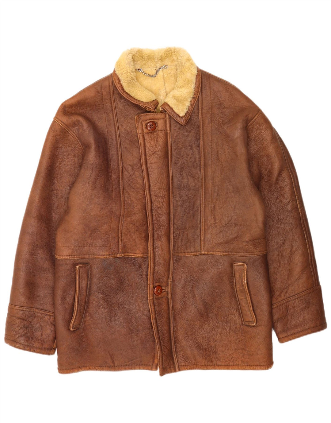 Giacca in shearling vintage da uomo UK 38 Marrone medio