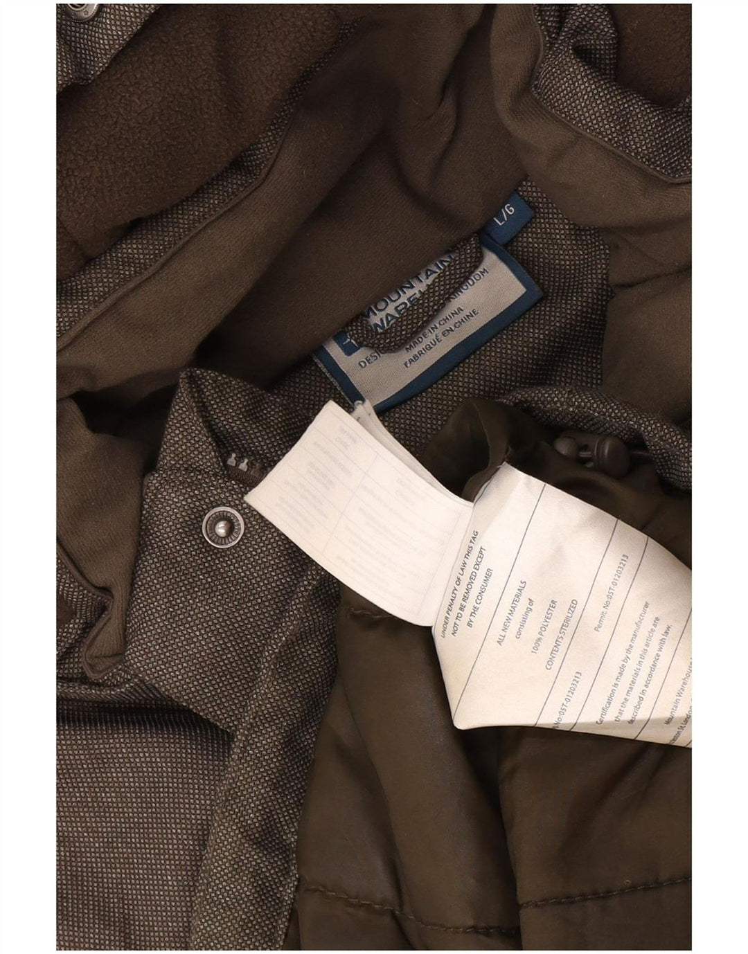 Parka da uomo con cappuccio Mountain Warehouse UK 40 Large Poliestere kaki