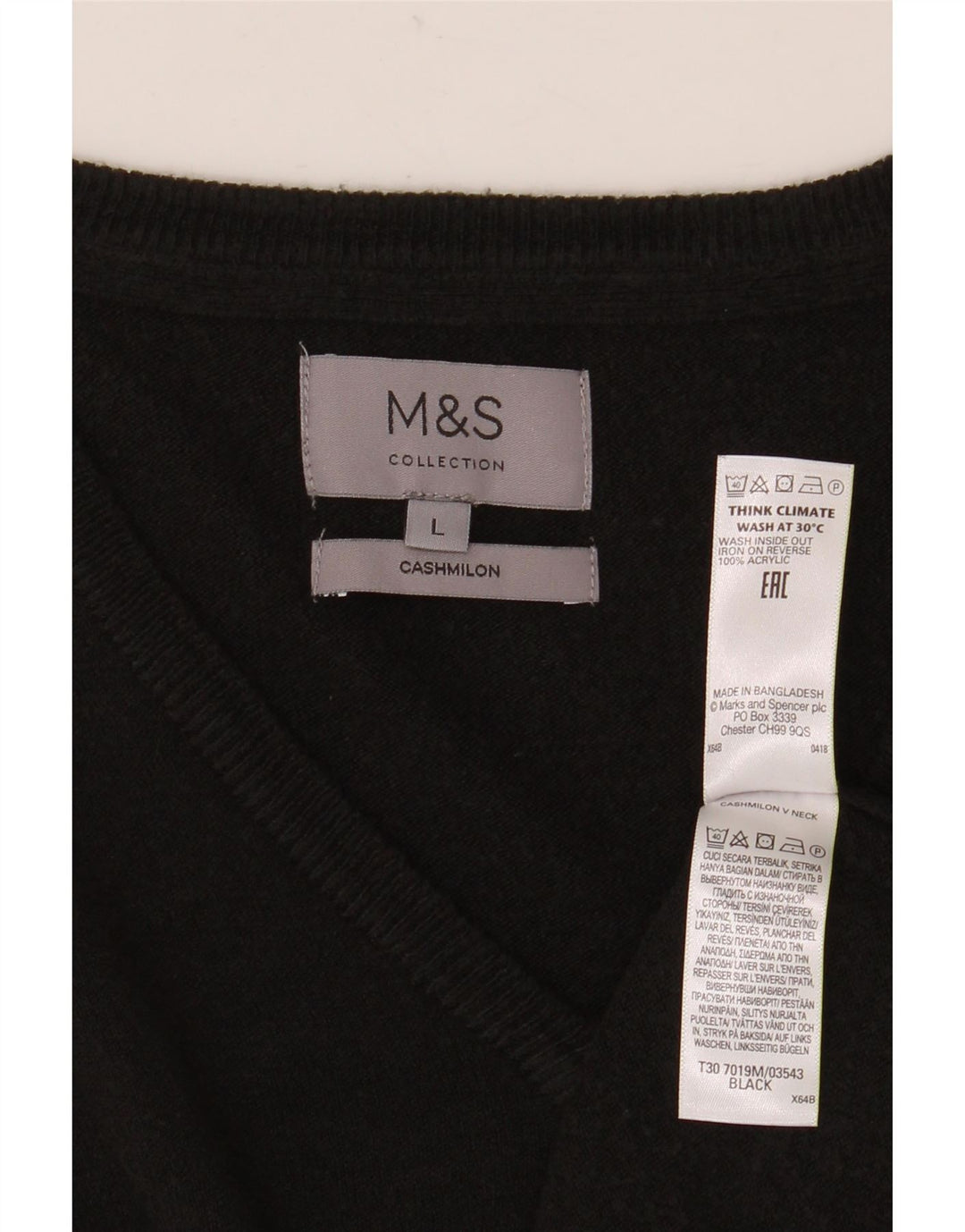 Maglione da uomo con scollo a V Marks & Spencer grande acrilico nero