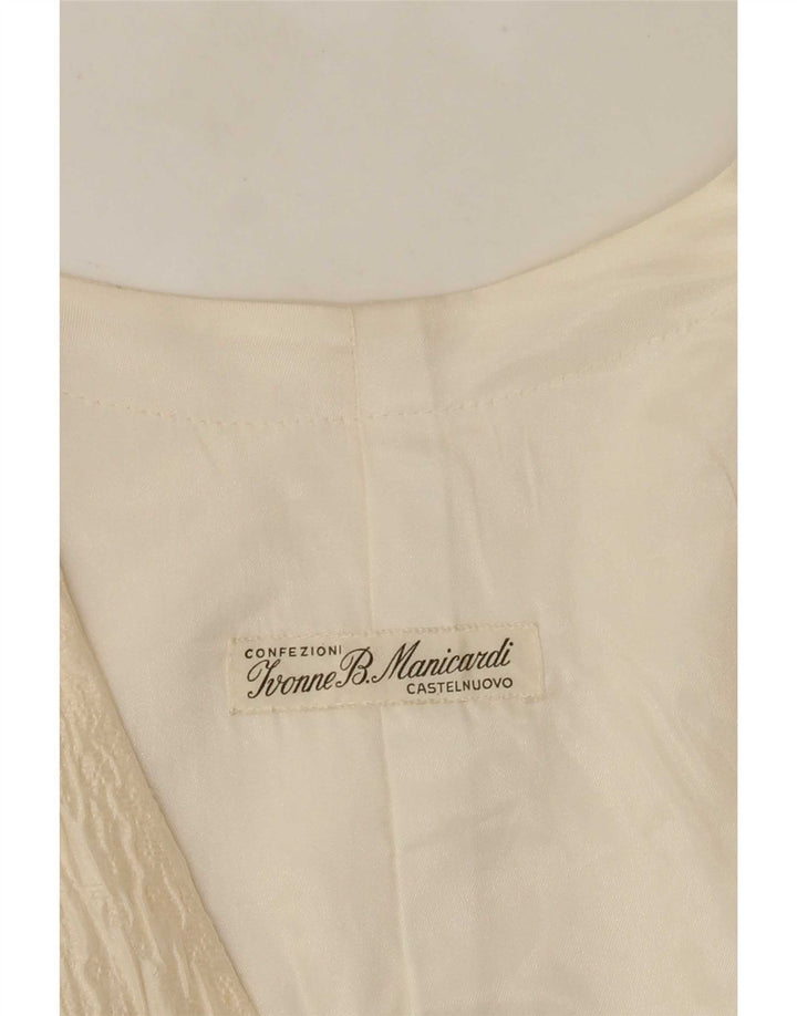 Giacca blazer doppiopetto vintage da donna UK 14 medio bianco sporco