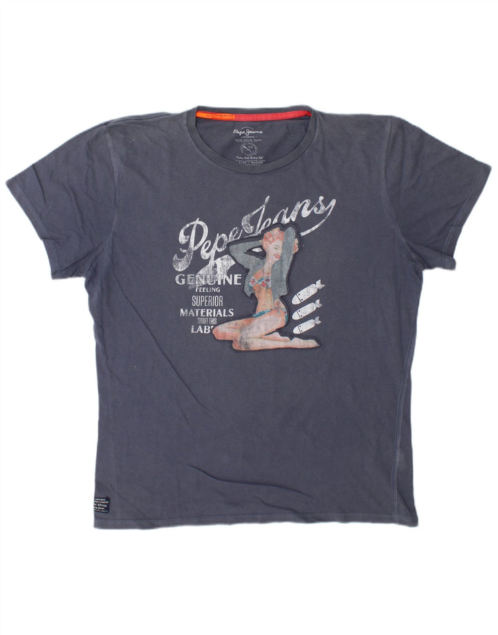 PEPE Jeans T-shirt grafica da uomo con vestibilità regolare, blu navy medio