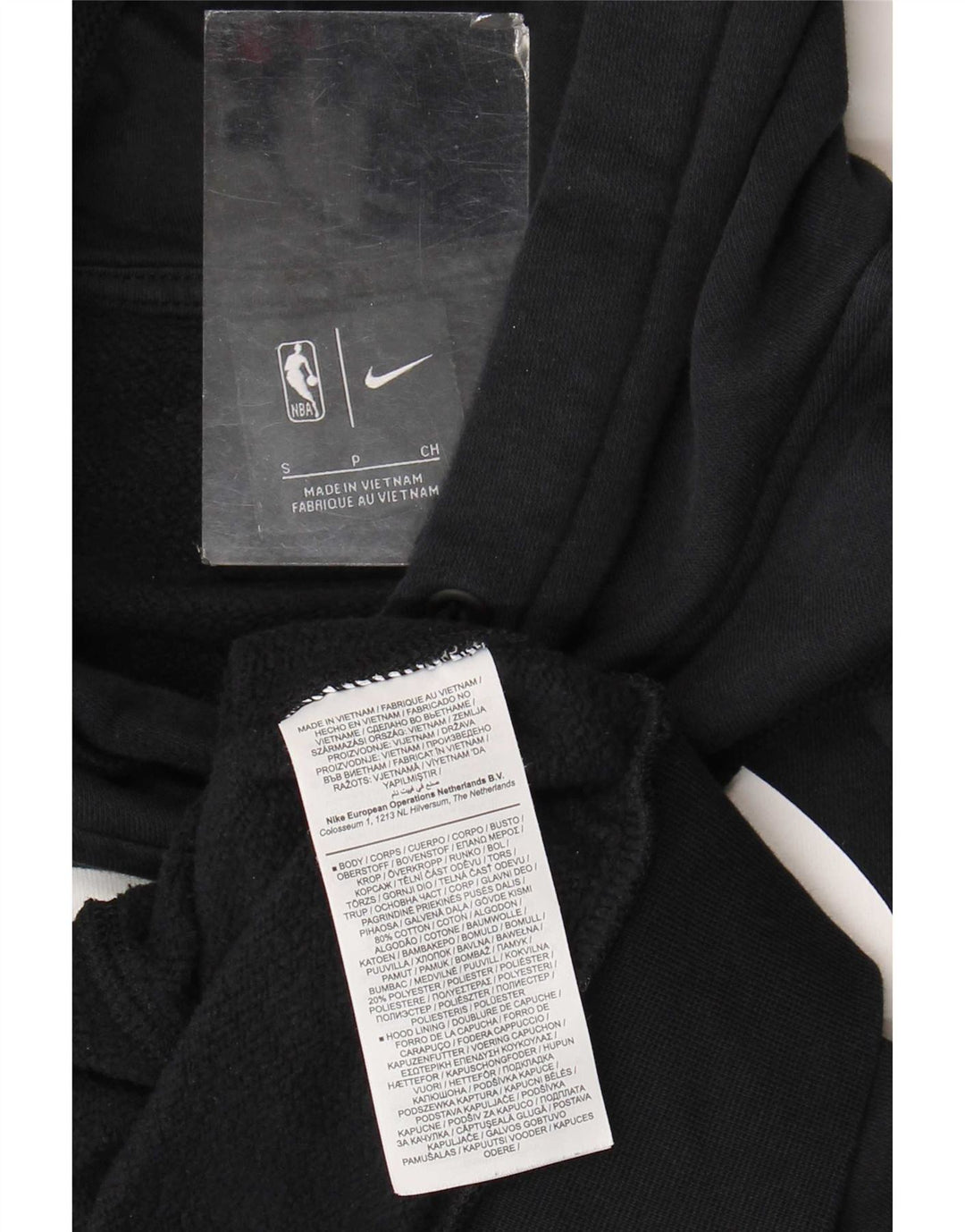 Felpa con cappuccio grafica Nike Brooklyn Nets da uomo, piccola, in cotone nero