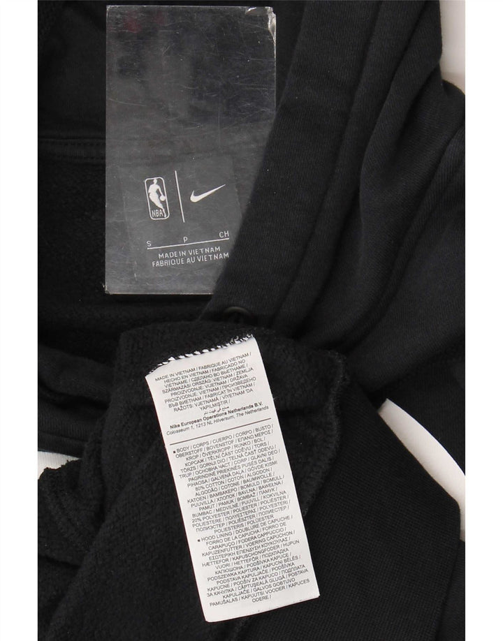 Felpa con cappuccio grafica Nike Brooklyn Nets da uomo, piccola, in cotone nero