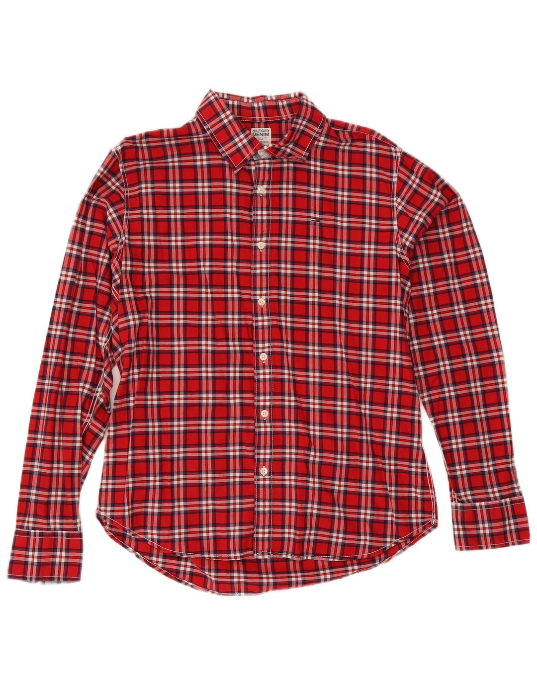 Camicia da uomo Tommy Hilfiger XL in cotone a quadri rossi