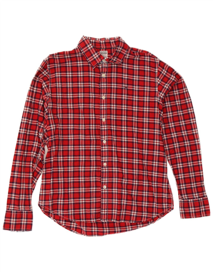 Camicia da uomo Tommy Hilfiger XL in cotone a quadri rossi