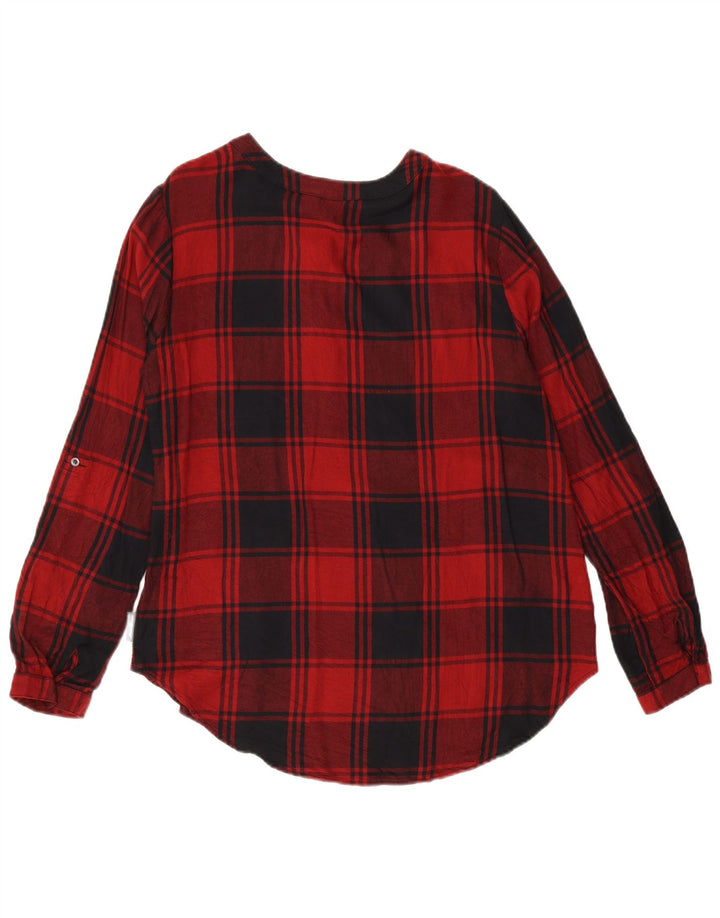 Camicia pullover oversize lunga da donna Eddie Bauer UK 10 piccolo plaid rosso
