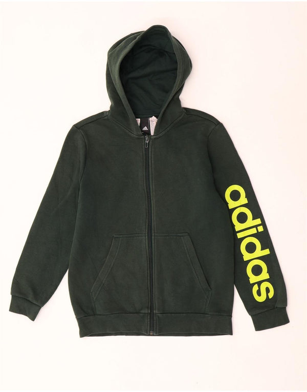 Maglione con cappuccio e zip grafica Adidas da ragazzo 13-14 anni in cotone verde