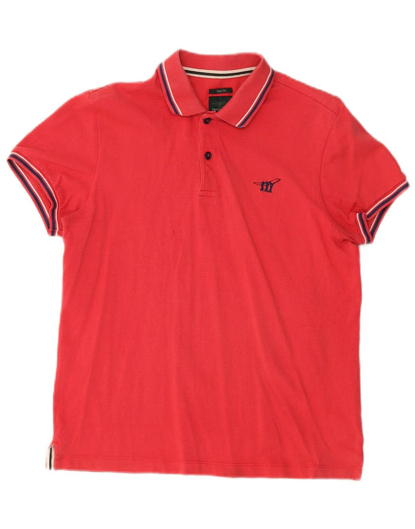 Polo da uomo slim fit Henry Cottons in cotone a righe rosse medie