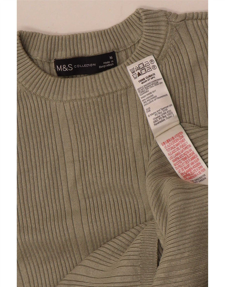 Marks & Spencer Top da donna a maniche lunghe UK 16 Large in viscosa kaki