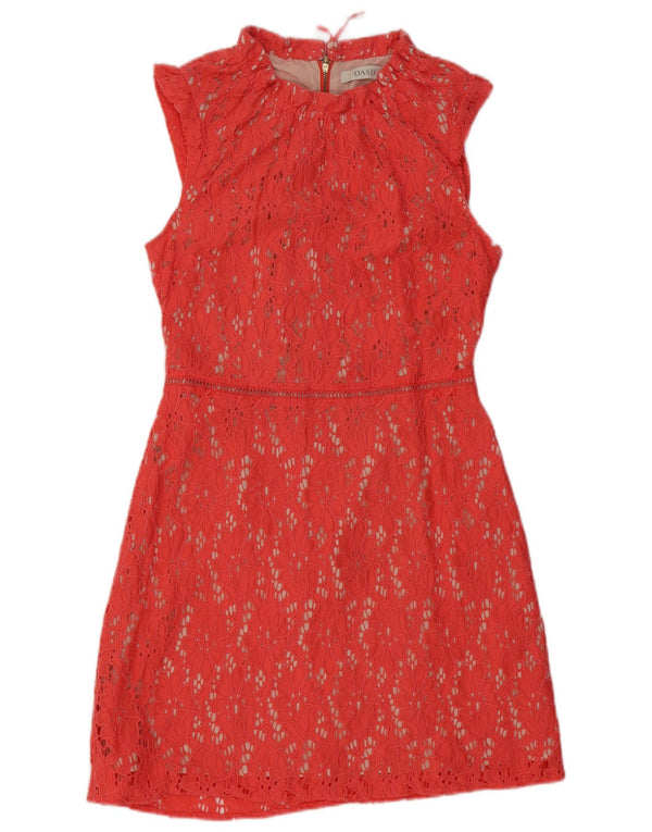 Abito tubino in pizzo da donna Oasis UK 10 Piccolo cotone floreale rosso