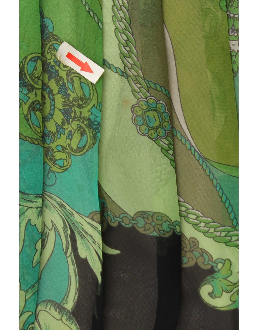 Gonna a pieghe vintage a vita alta da donna W30 patchwork verde medio