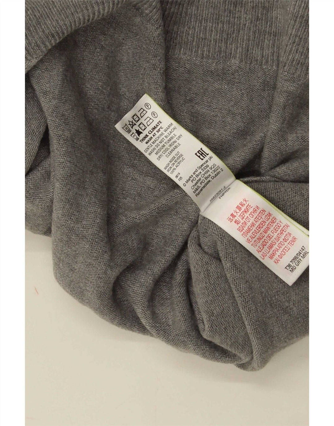 Maglione maglione a collo alto da donna Marks & Spencer UK 16 grande acrilico grigio