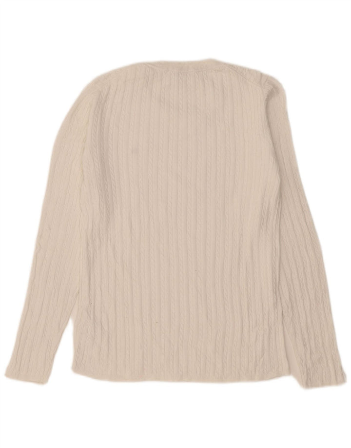 Maglione maglione girocollo da donna Tommy Hilfiger UK 14 cotone bianco medio