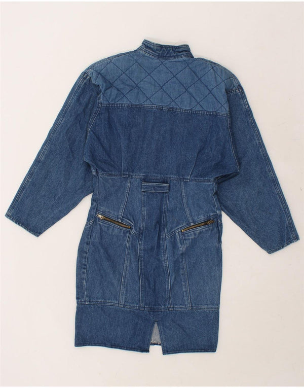 Abito in denim a maniche lunghe da donna VINTAGE UK 8 piccolo blu