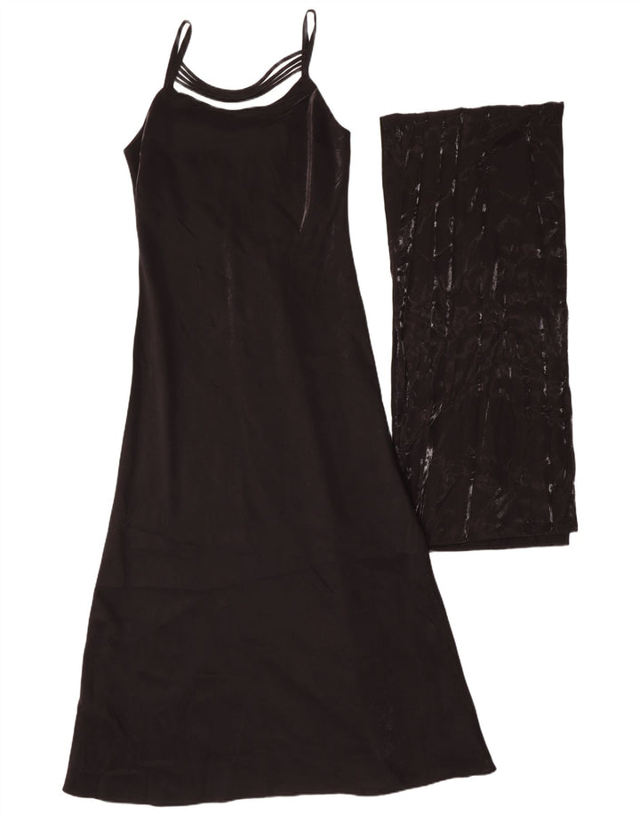 Abito lungo senza maniche da donna Just Elegance UK 16 grande poliestere nero