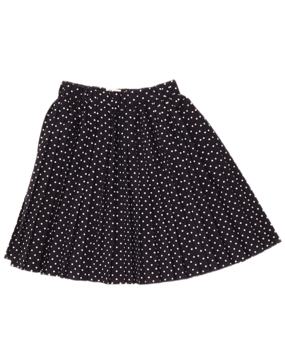 Mini gonna a pieghe vintage da donna IT 42 media W26 blu navy a pois